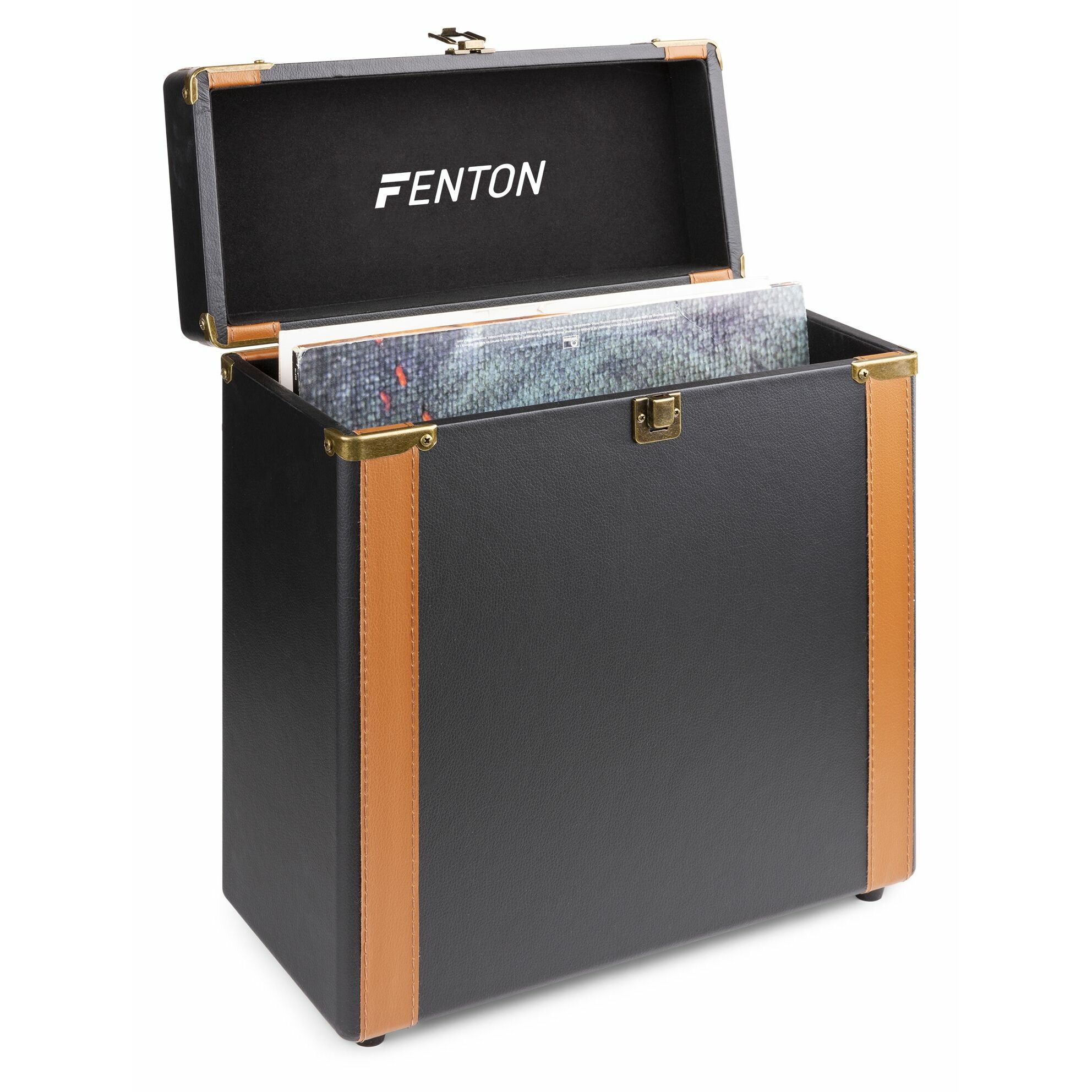 Retourdeal - Fenton RC35 luxe platenkoffer voor ruim 30 platen - Zwart