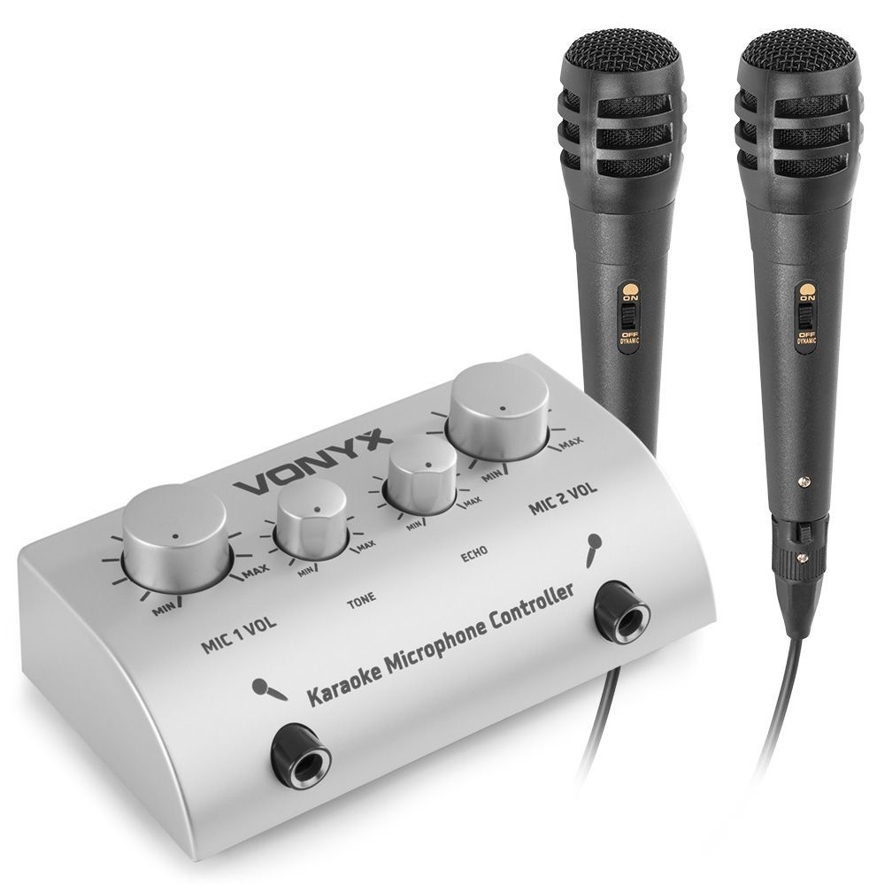 Retourdeal - Vonyx 2-kanaals Karaoke echo mixer met 2 microfoons