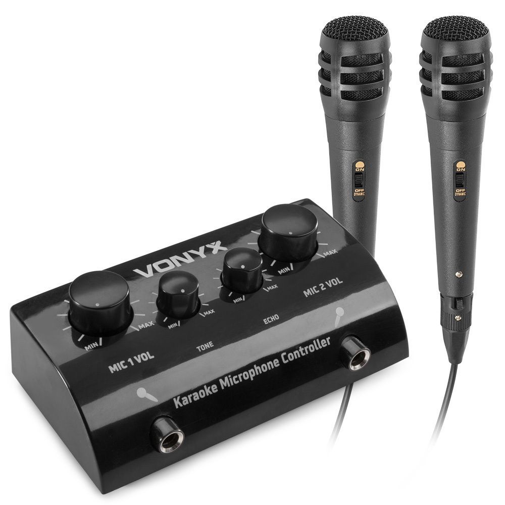 verkoopplan baan Jachtluipaard Vonyx AV430B karaoke set met telefoonkabel en 2x microfoon - Zwart kopen?