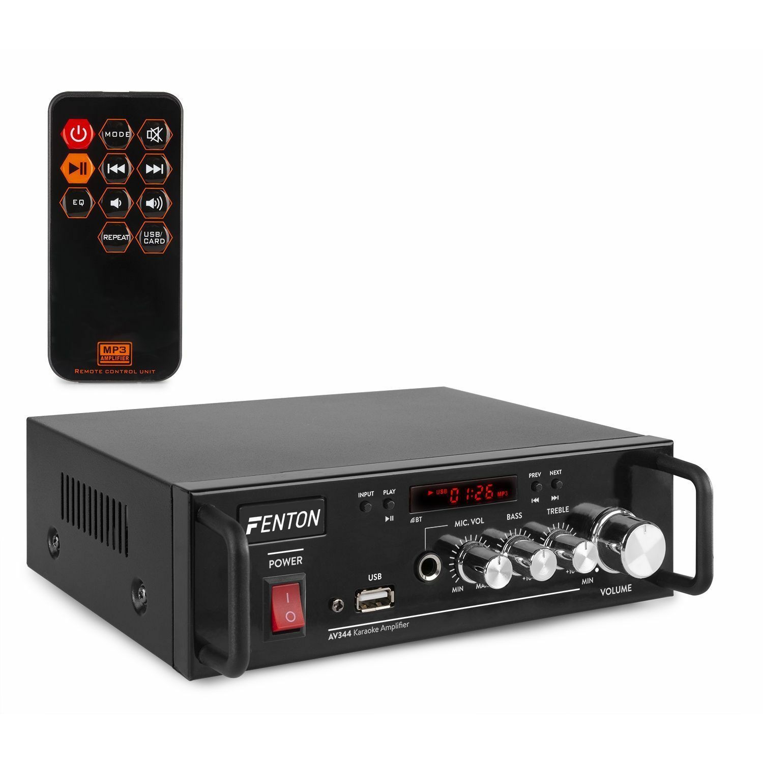 Retourdeal - Fenton AV344 karaoke versterker met Bluetooth en