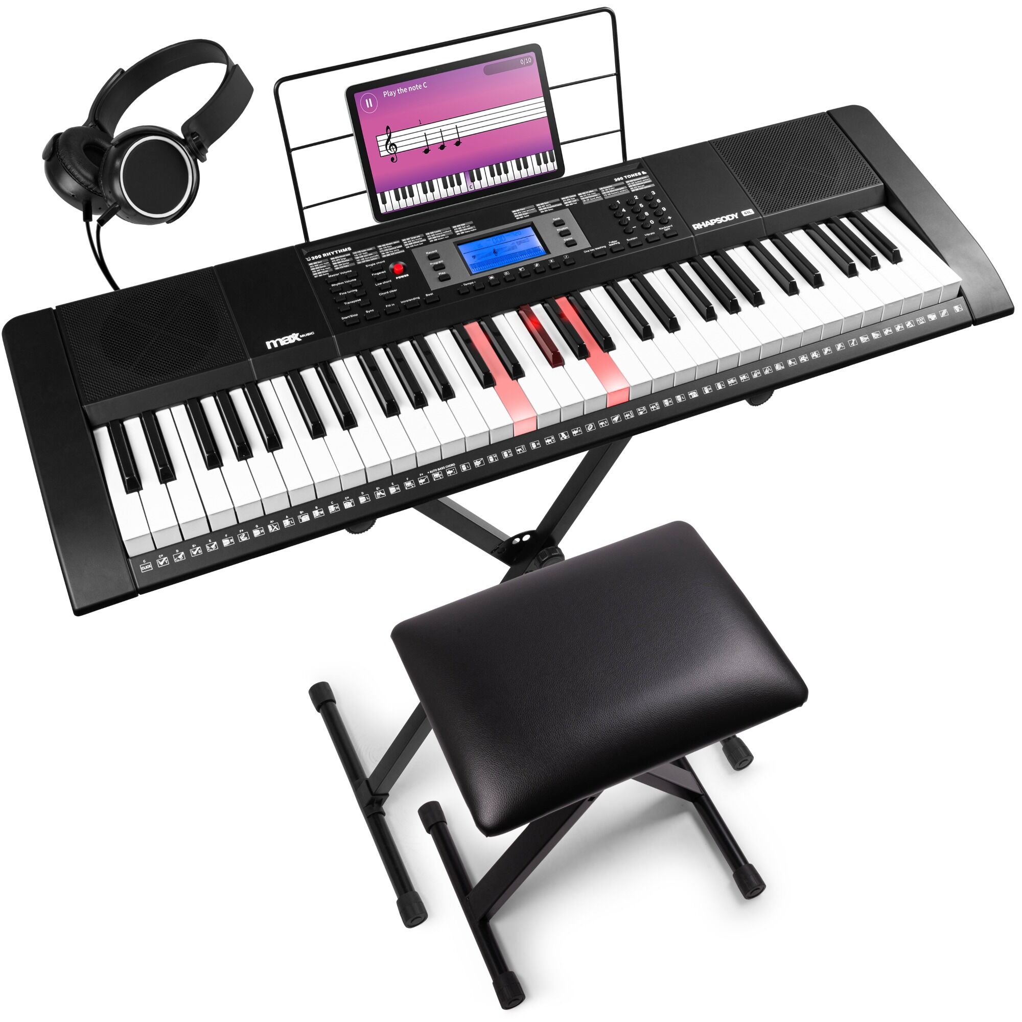 Retourdeal - MAX Rhapsody61L Complete keyboard set met bankje,