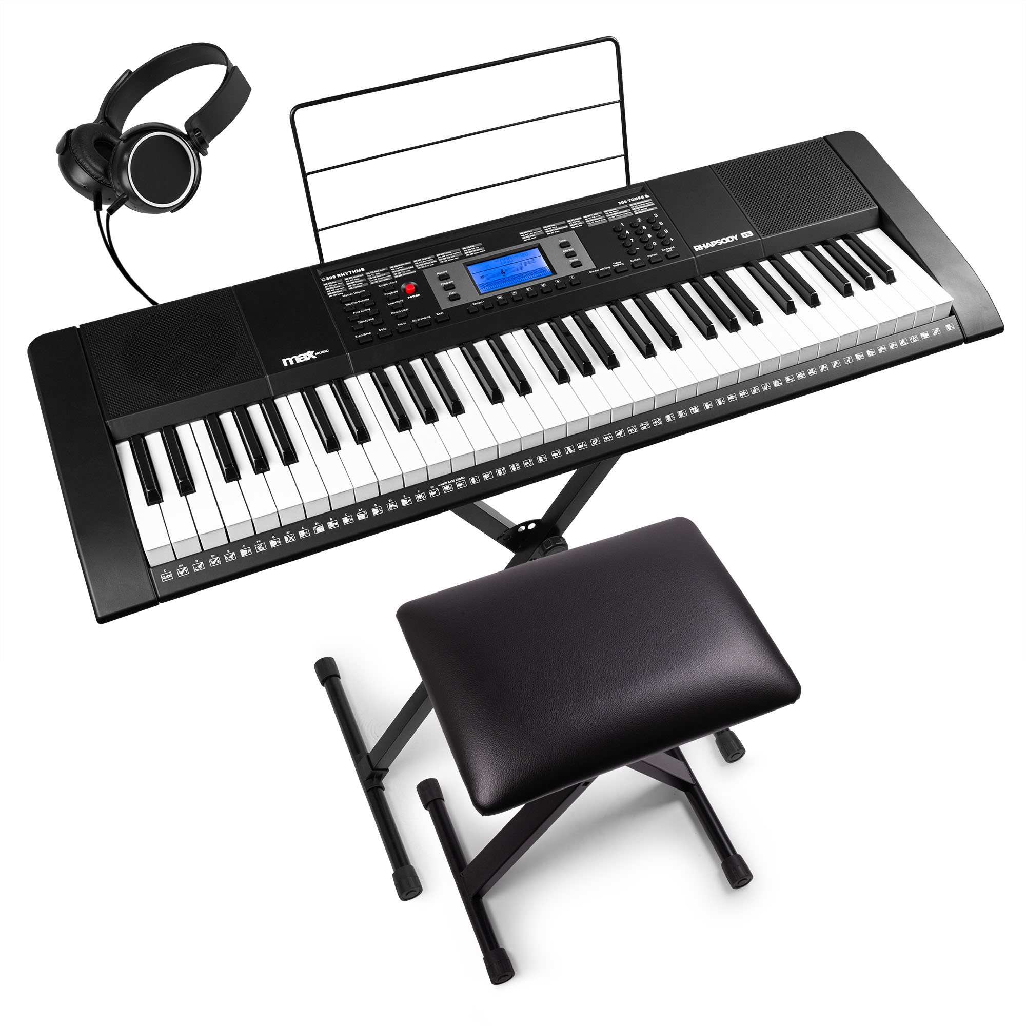 MAX Rhapsody61L Complete keyboard set met bankje, standaard en