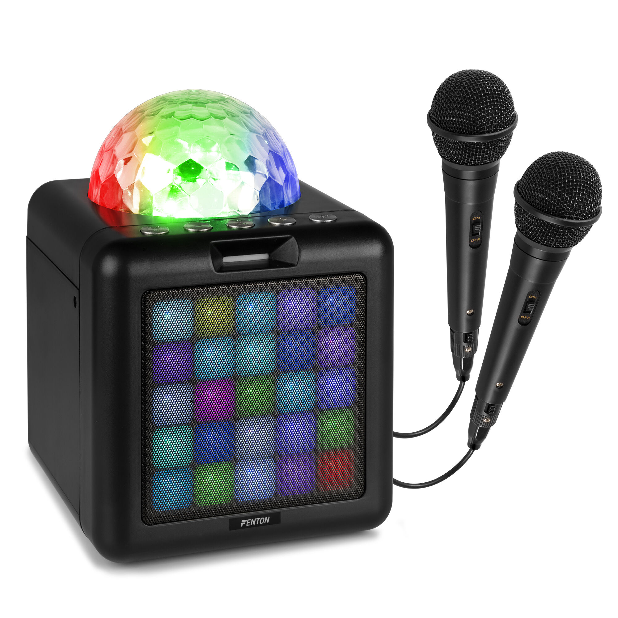 Retourdeal - Fenton KAR15B karaokeset met Bluetooth en 2 microfoons -