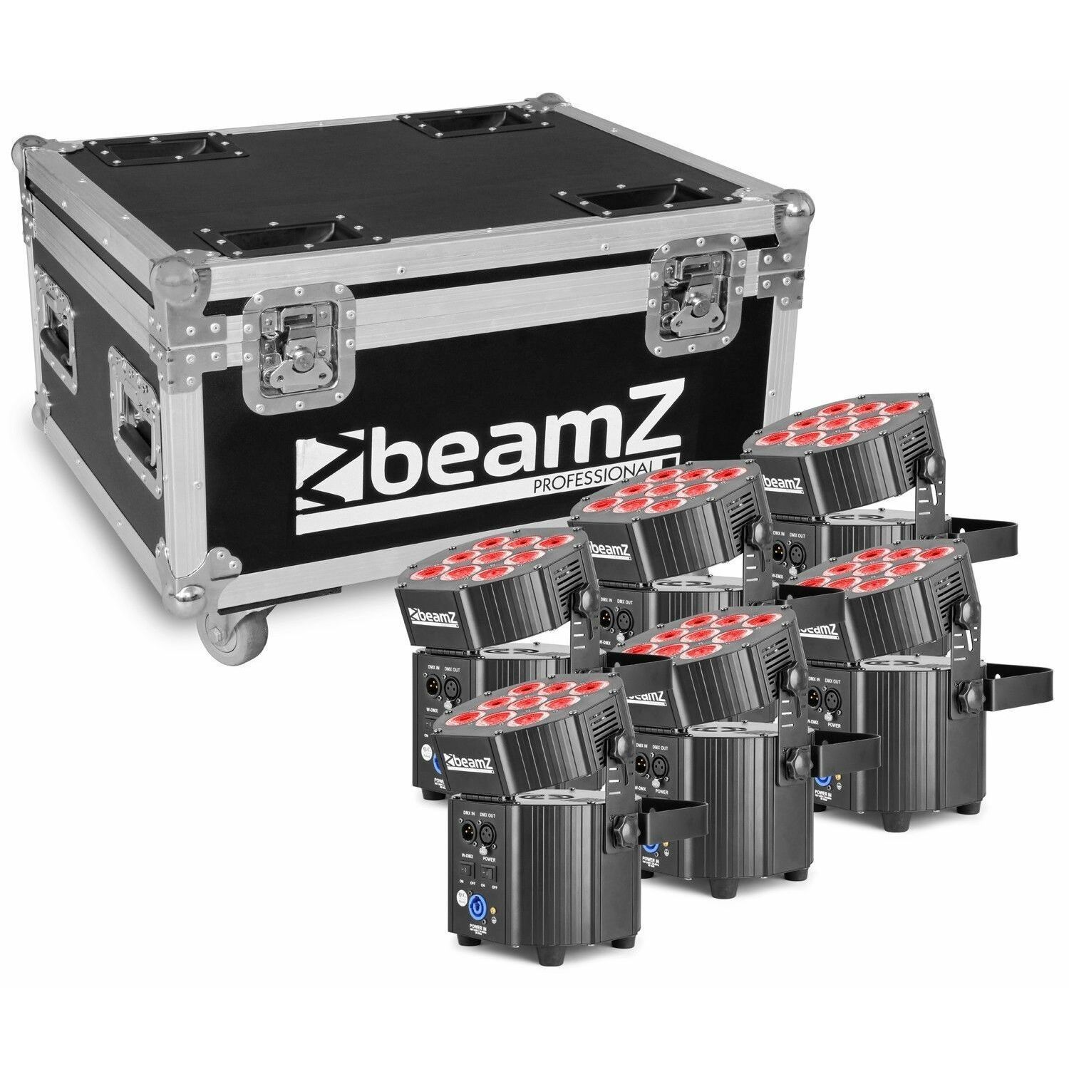 Retourdeal - BeamZ BBP60 Uplighter set met 6 draadloze spots in