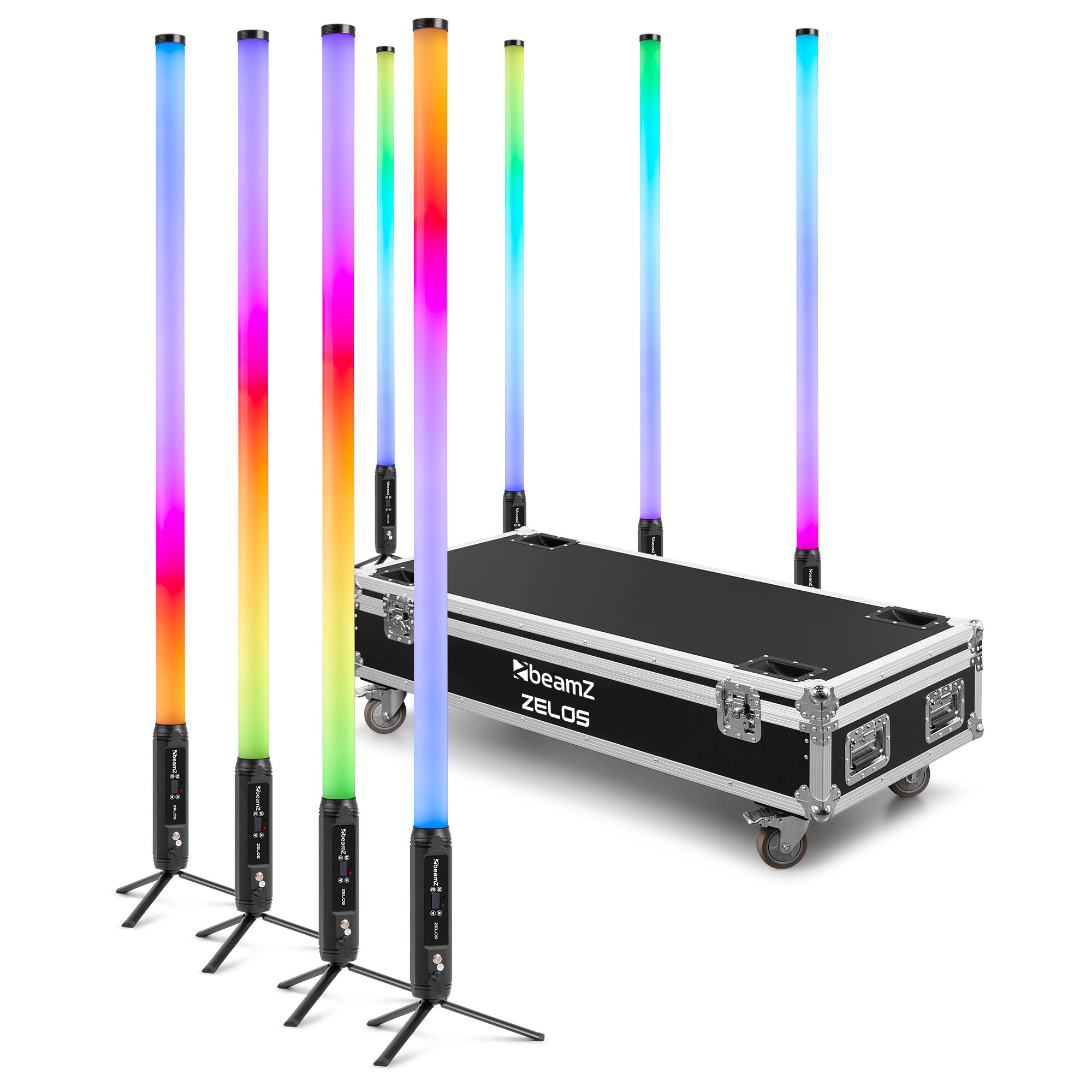 BeamZ Zelos LED Tube set van 8 stuks in flightcase - Met 360° RGBW/CW