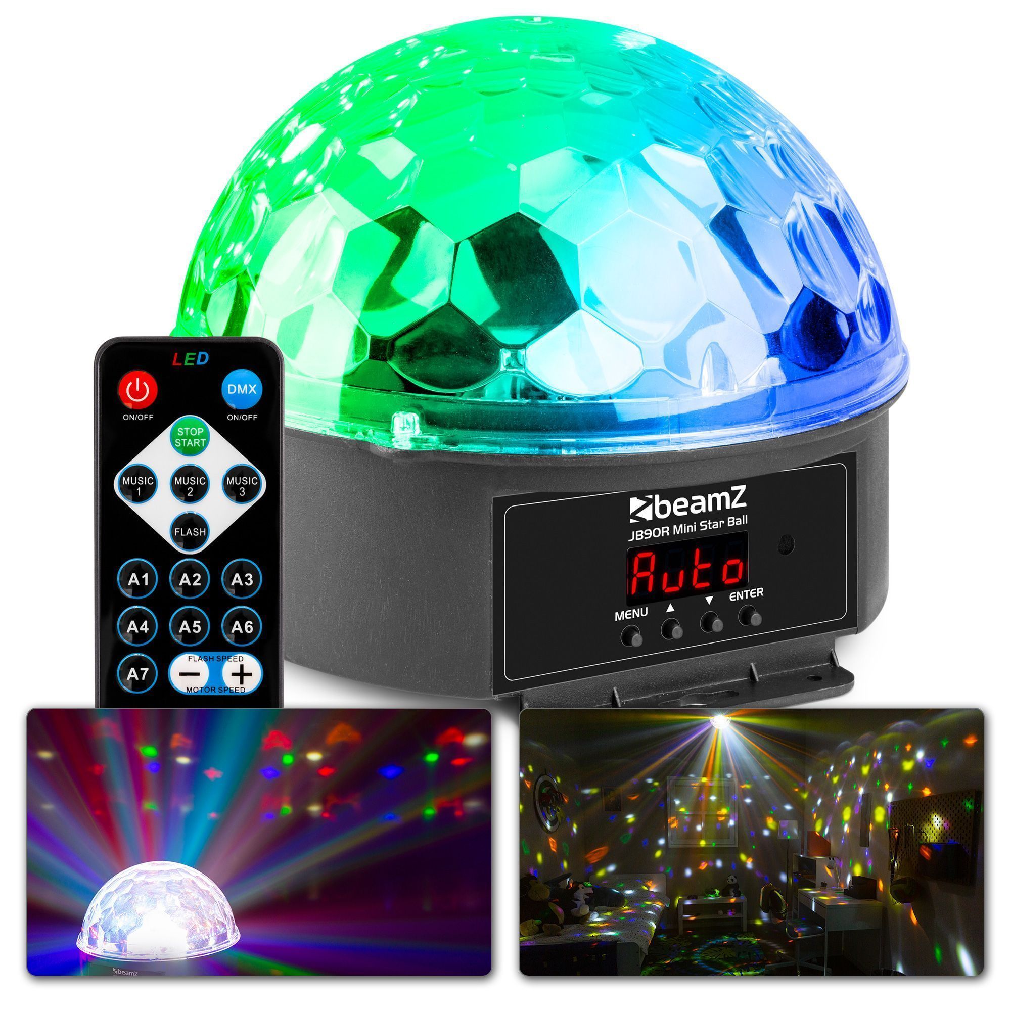 Discolamp - BeamZ JB90R Mini Star Ball LED discobal met afstandsbediening