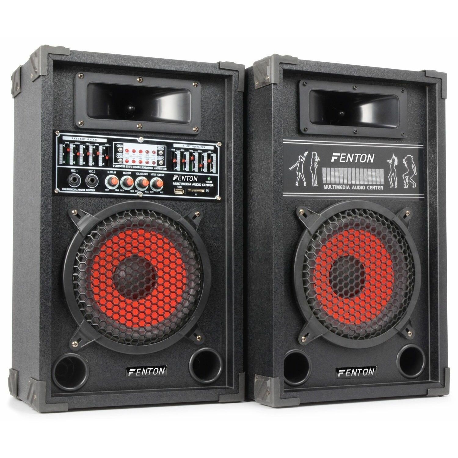 Retourdeal - Fenton SPA-800 Karaoke Luidspreker Actieve PA Set 8" 600W