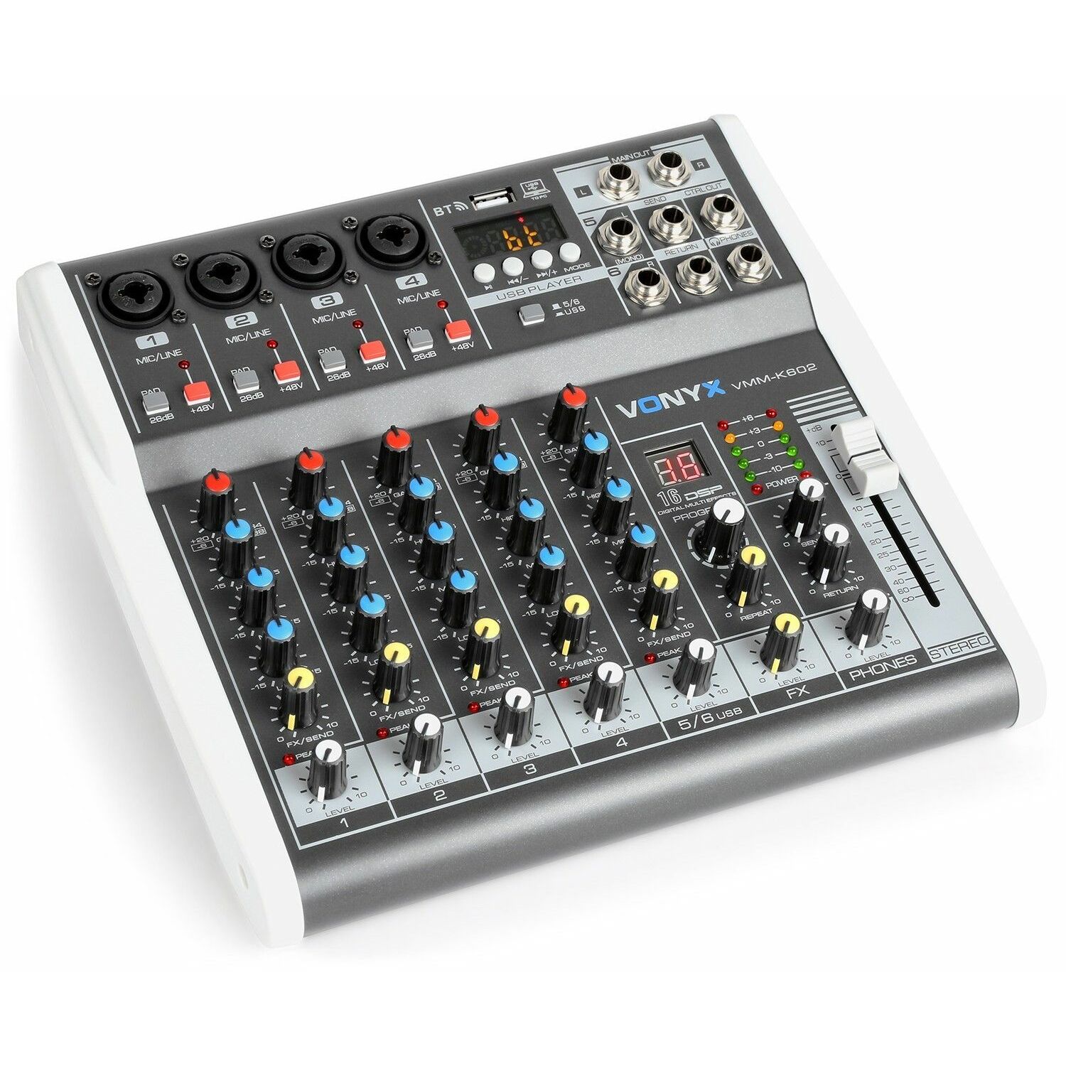 Retourdeal - Vonyx VMM-K602 6 kanaals muziekmixer met Bluetooth en