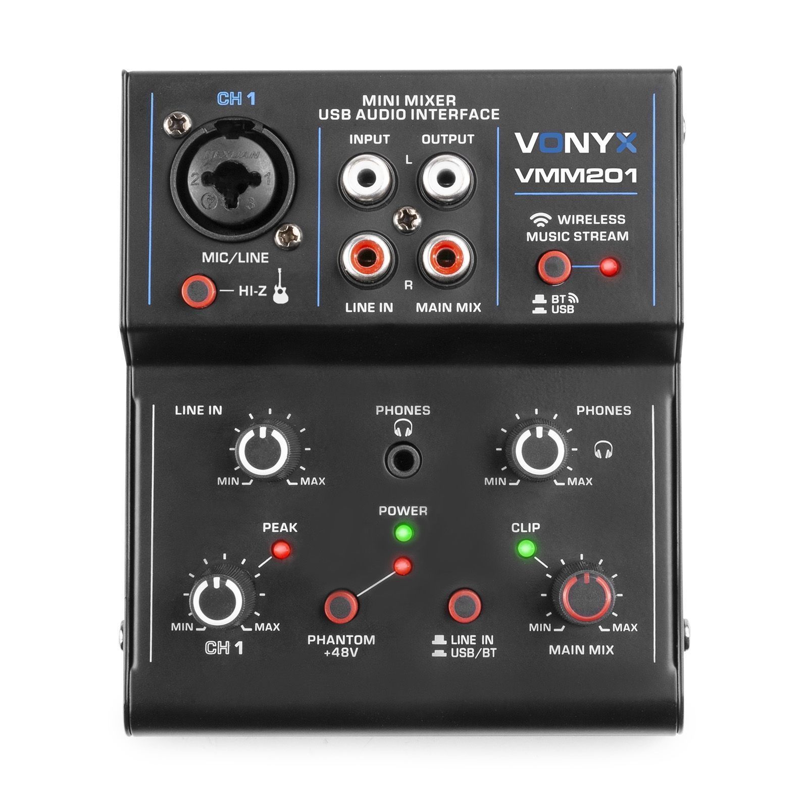 Retourdeal - Vonyx VMM201 USB mixer - 2-kanaals mengpaneel met
