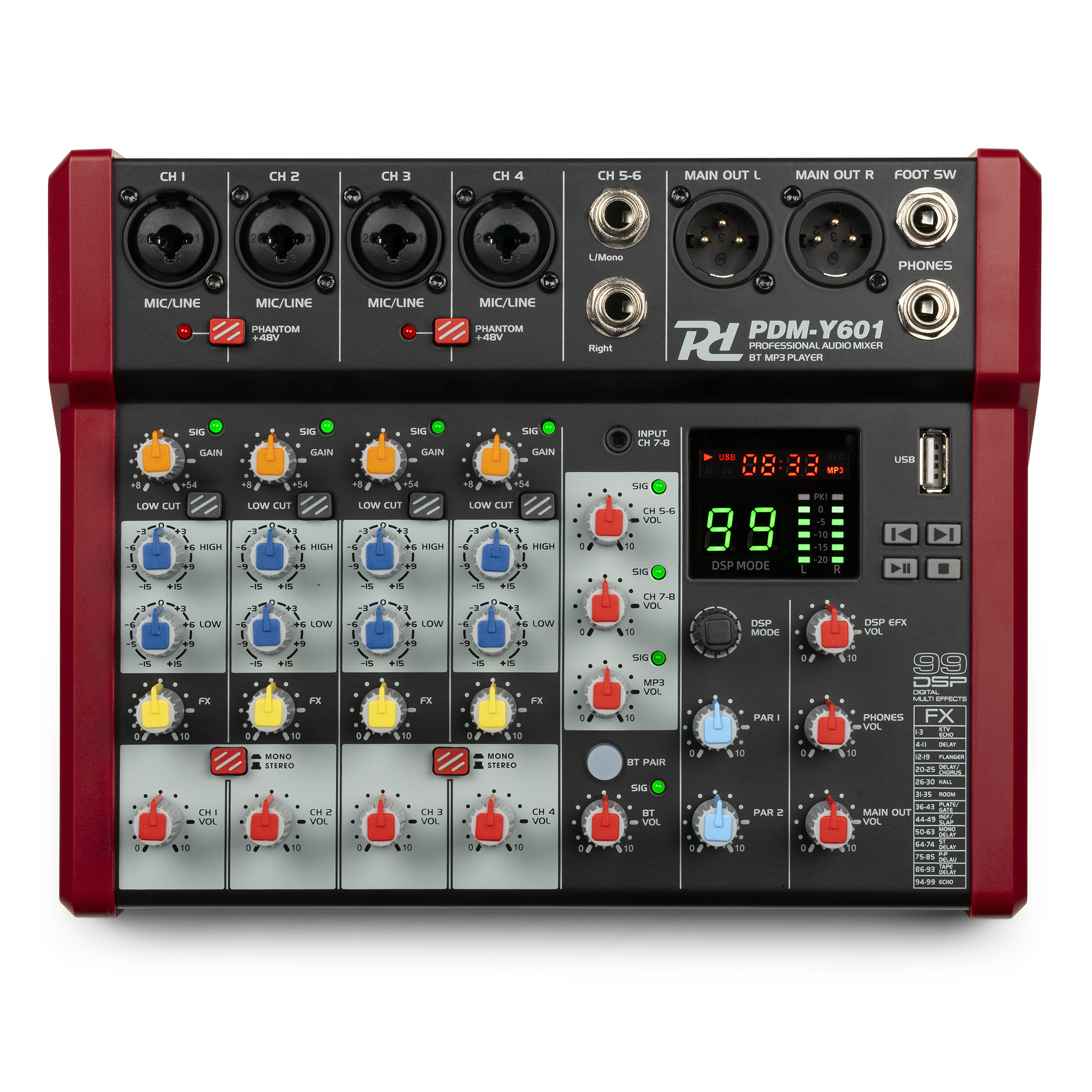 Retourdeal - Power Dynamics PDM-Y601 mixer - 6 kanaals mengpaneel met