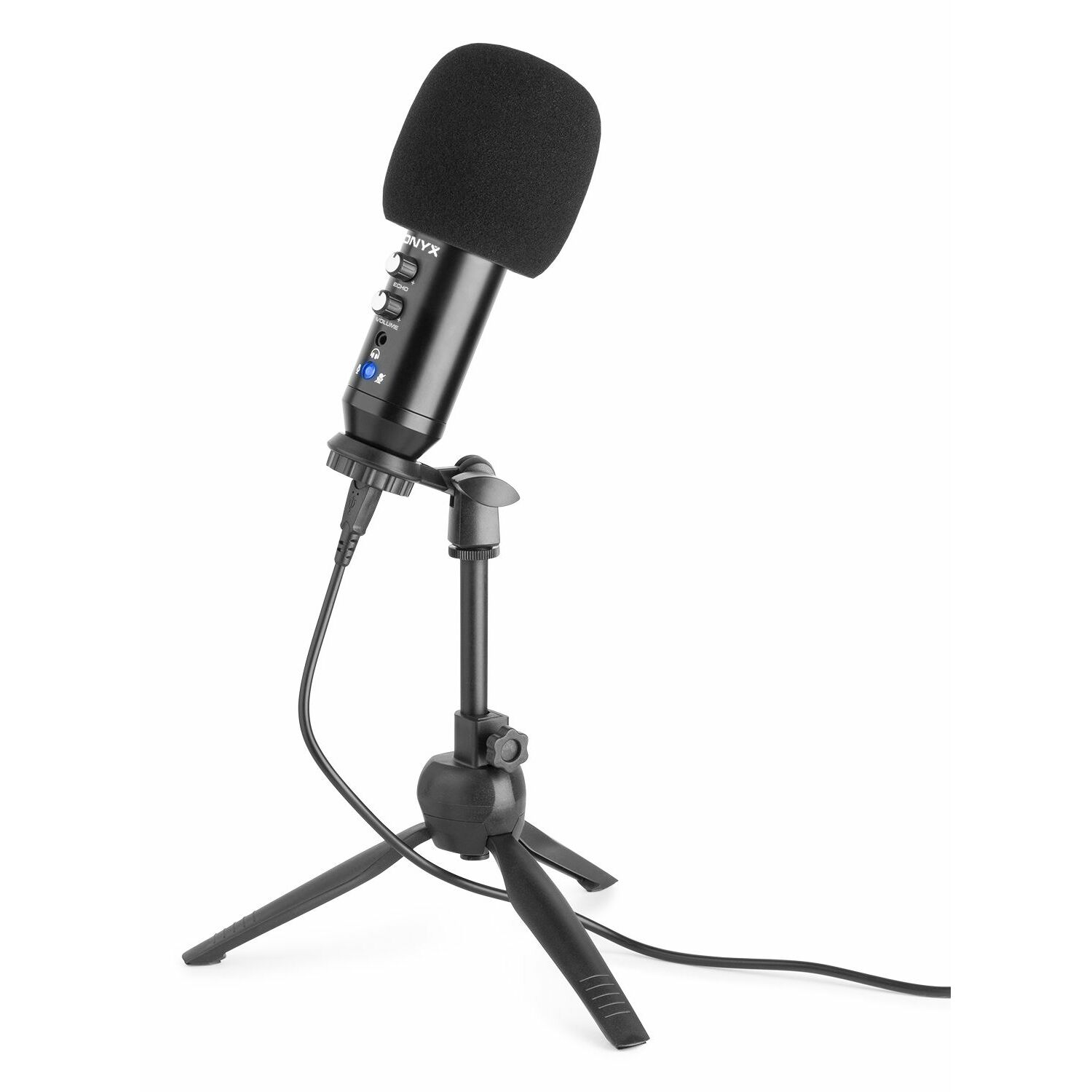 Studio microfoon - Vonyx CM320B USB microfoon met tafelstandaard - Zwart