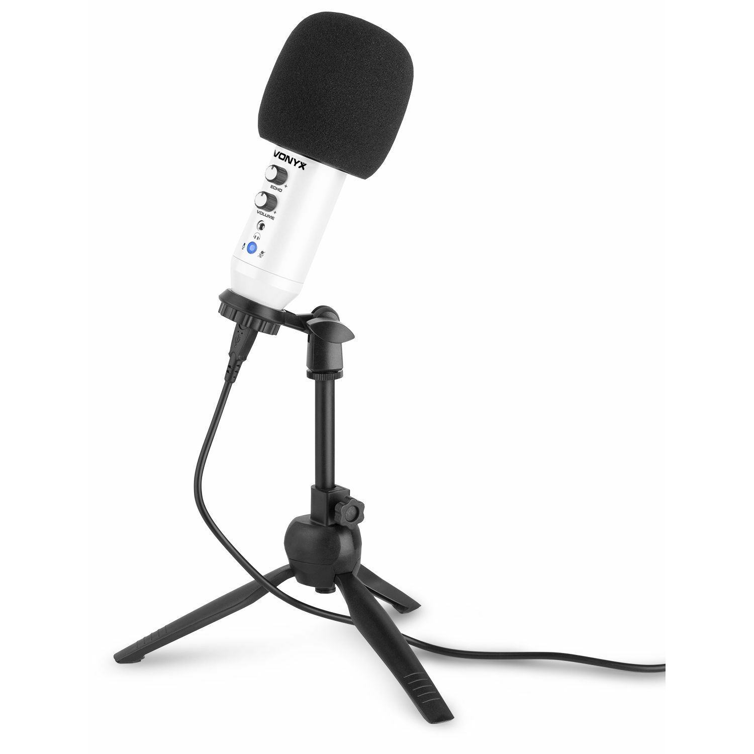 Studio microfoon - Vonyx CM320W USB microfoon met tafelstandaard - Wit