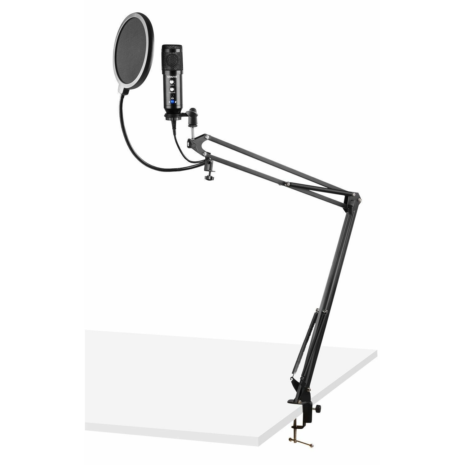 Studio microfoon - Vonyx CMS320B USB microfoon met echo en arm - Zwart
