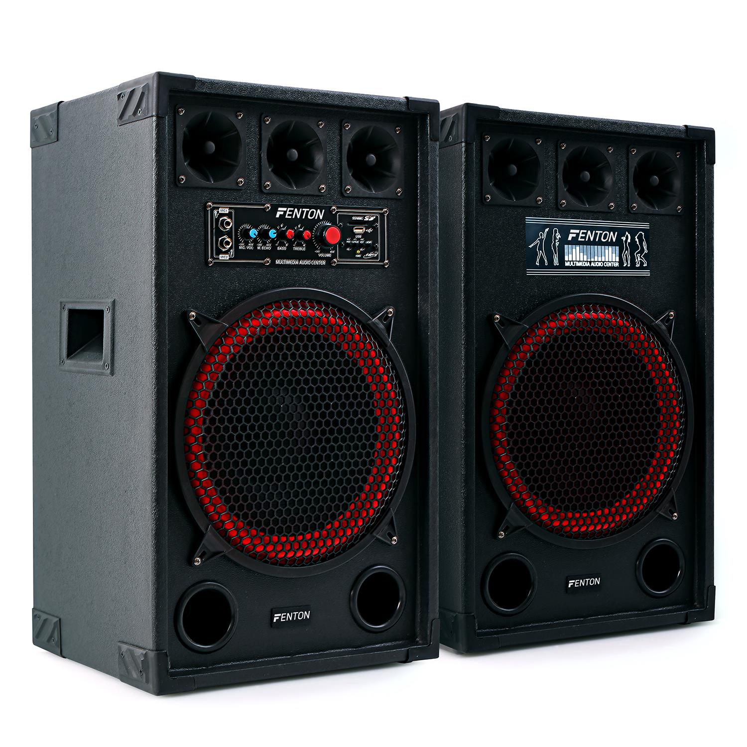 Retourdeal - Fenton SPB-12 actieve speakerset 12" 800W met Bluetooth