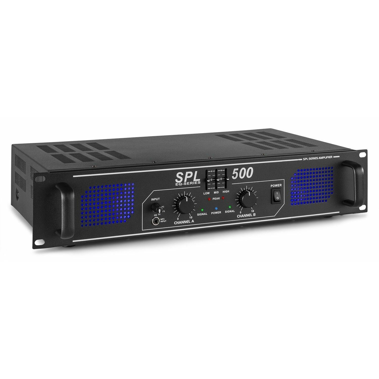 Retourdeal - SkyTec 2 x 250W DJ PA versterker SPL500 met EQ