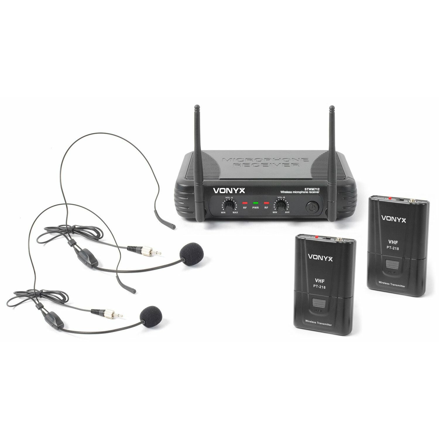 Retourdeal - Vonyx Headset draadloos microfoonsysteem 2-kanaals VHF