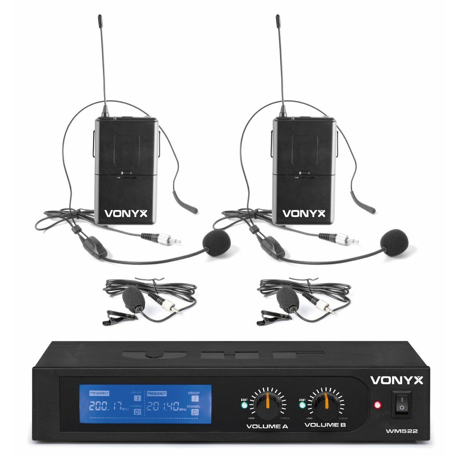 Retourdeal - Vonyx WM522B draadloze headset microfoonset 2-kanaals VHF