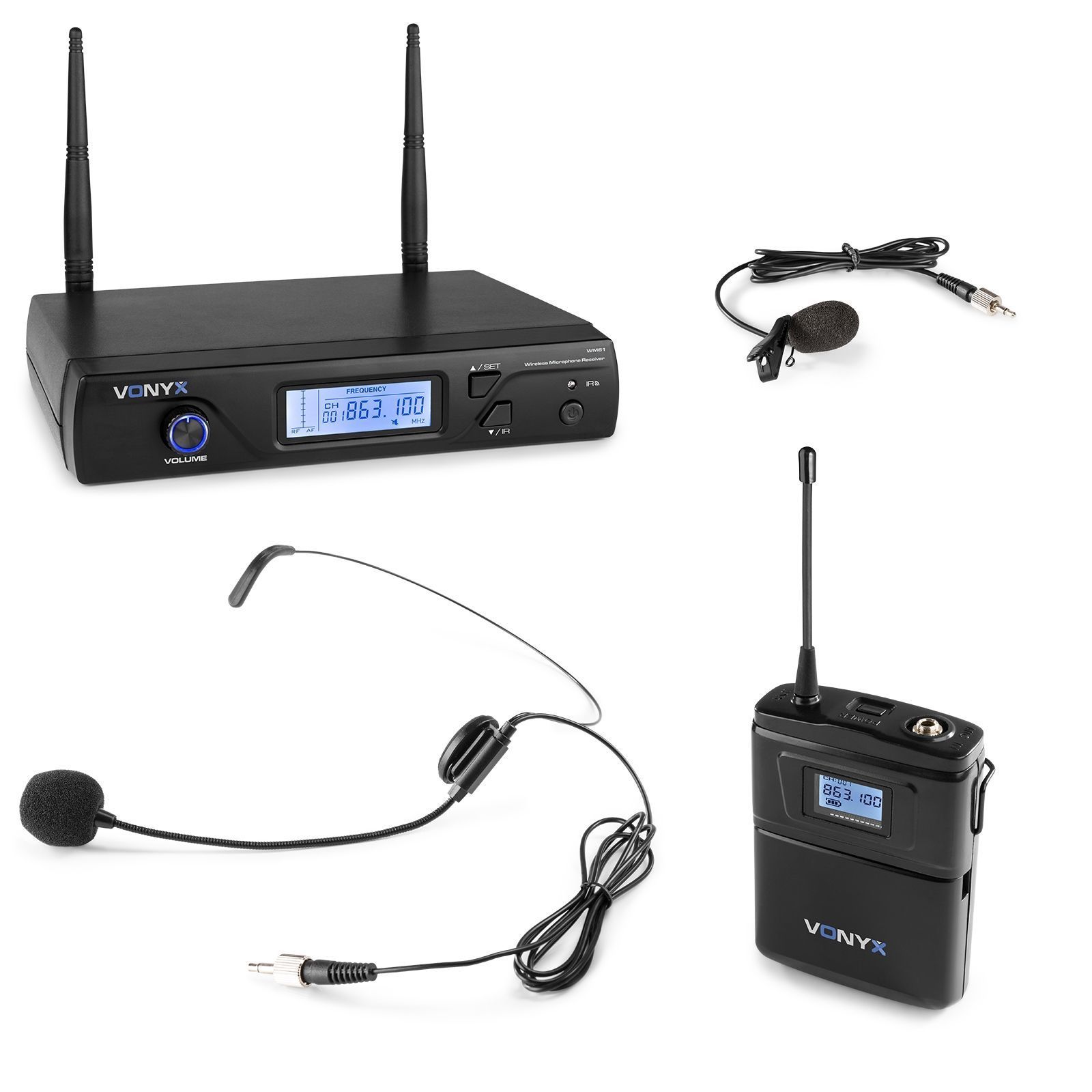 Retourdeal - Vonyx WM61B draadloze headset microfoon UHF - 16 kanaals