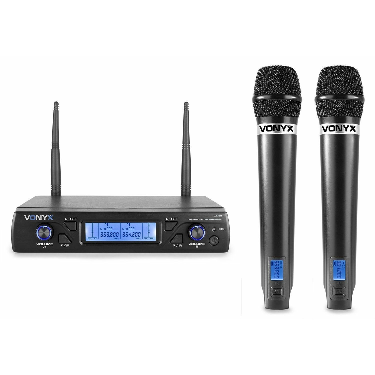 Retourdeal - Vonyx WM62 dubbele draadloze microfoon UHF - 16 kanaals