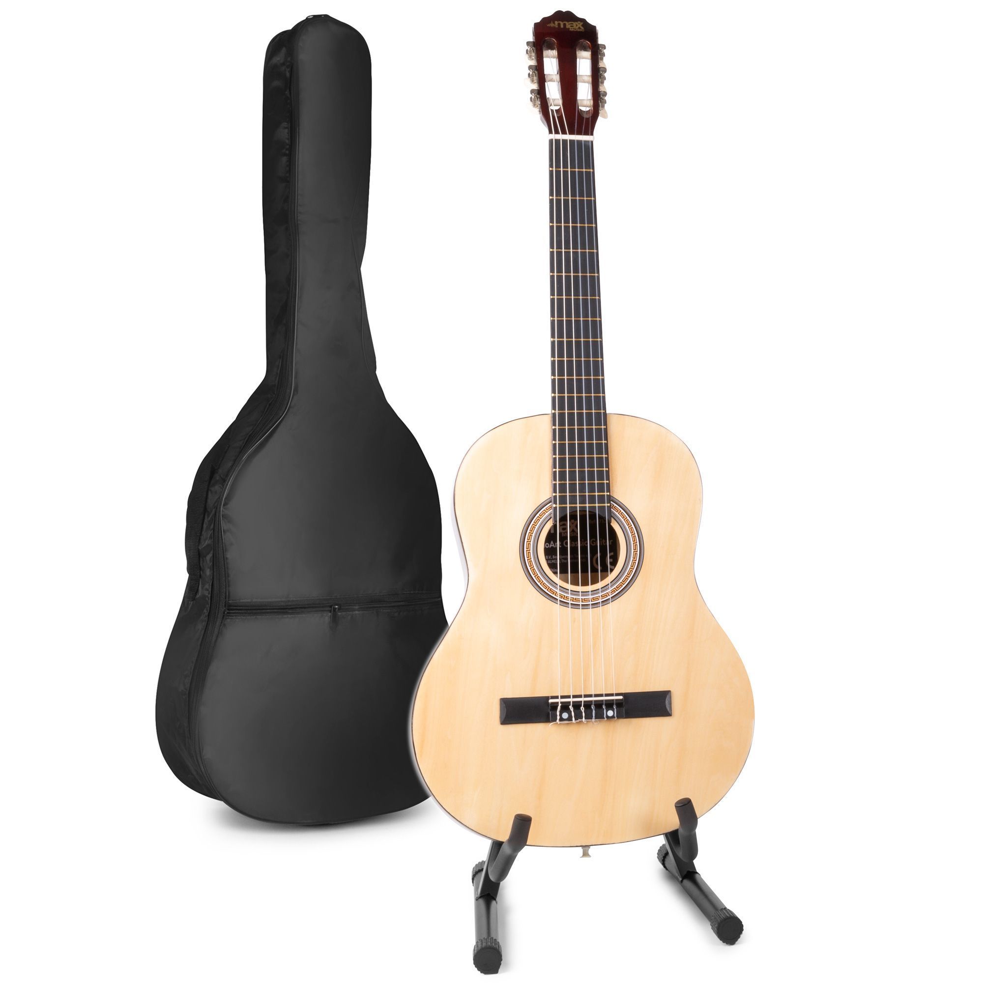 Akoestische gitaar voor beginners - MAX SoloArt klassieke gitaar / Spaanse gitaar met o.a. 39'' gitaar, gitaar standaard, gitaartas, gitaar stemapparaat en extra accessoires - Hout