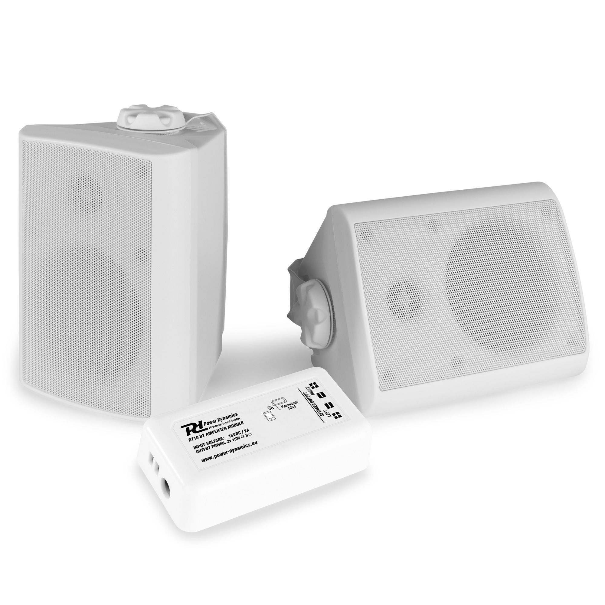 Power Dynamics BT10 versterker met Bluetooth en 2x buiten speakers (4"
