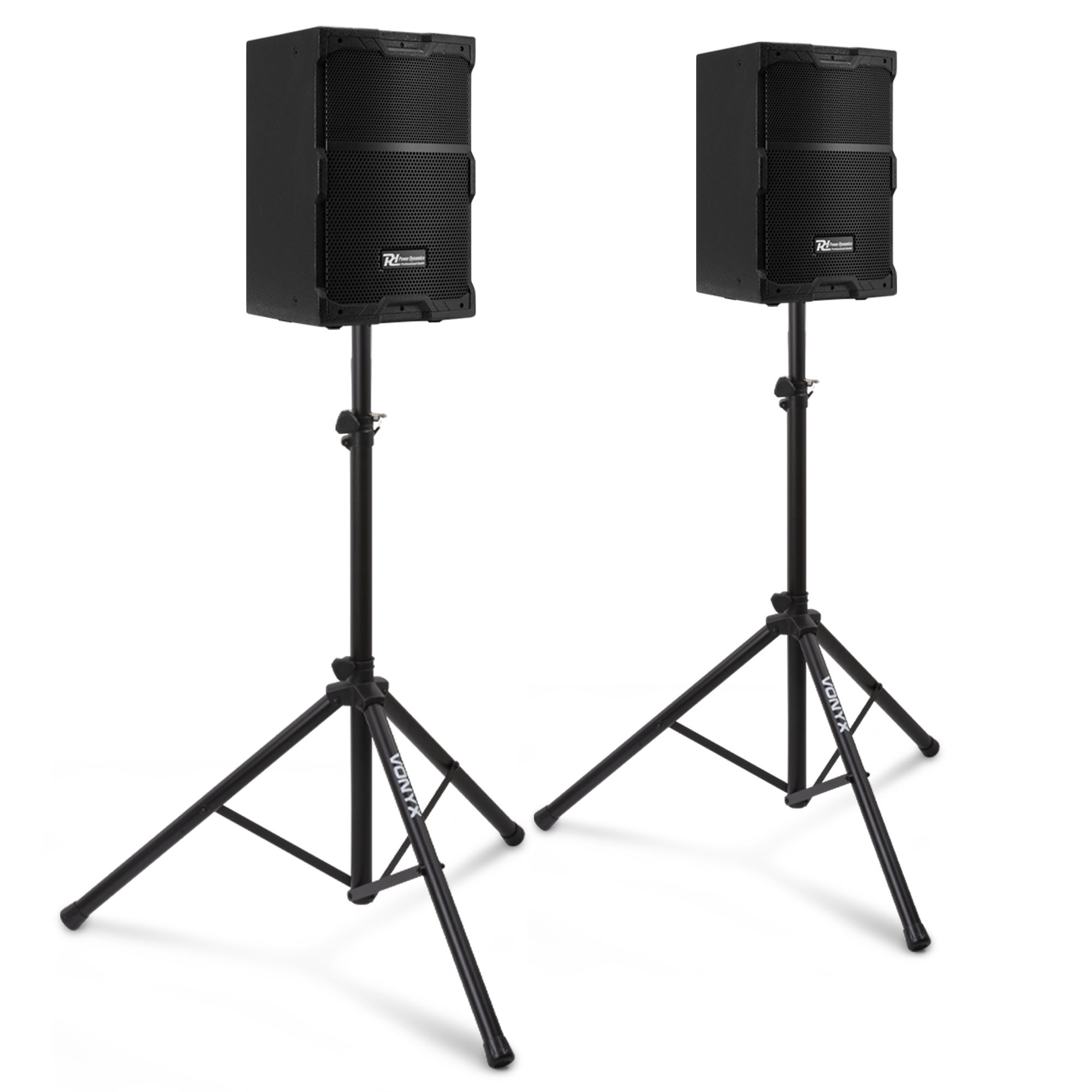 Power Dymamics PDY210A actieve speakerset met statieven - 10 inch -