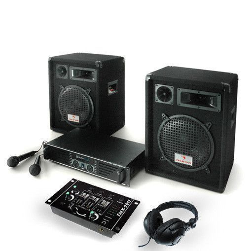 Feodaal Vooruitzien Chromatisch Complete DJ Starter Set 400W - PA Boxen, Versterker, mixer, Mic en Headset