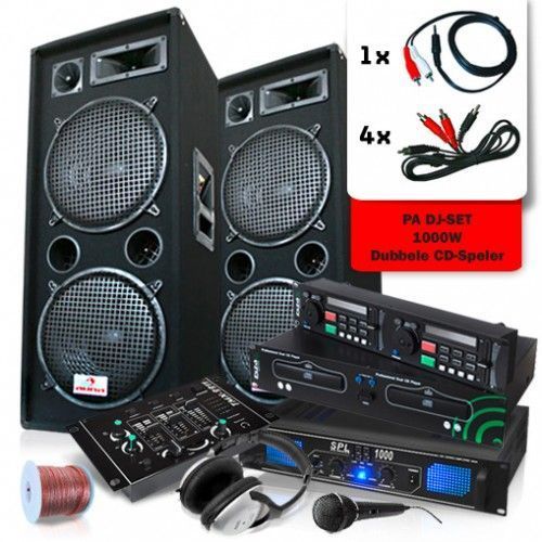 Armoedig inval compressie 1000W DJ PA Installatie - Versterker, Boxen, Mixer, CD-Speler, Mic en  Koptelefoon