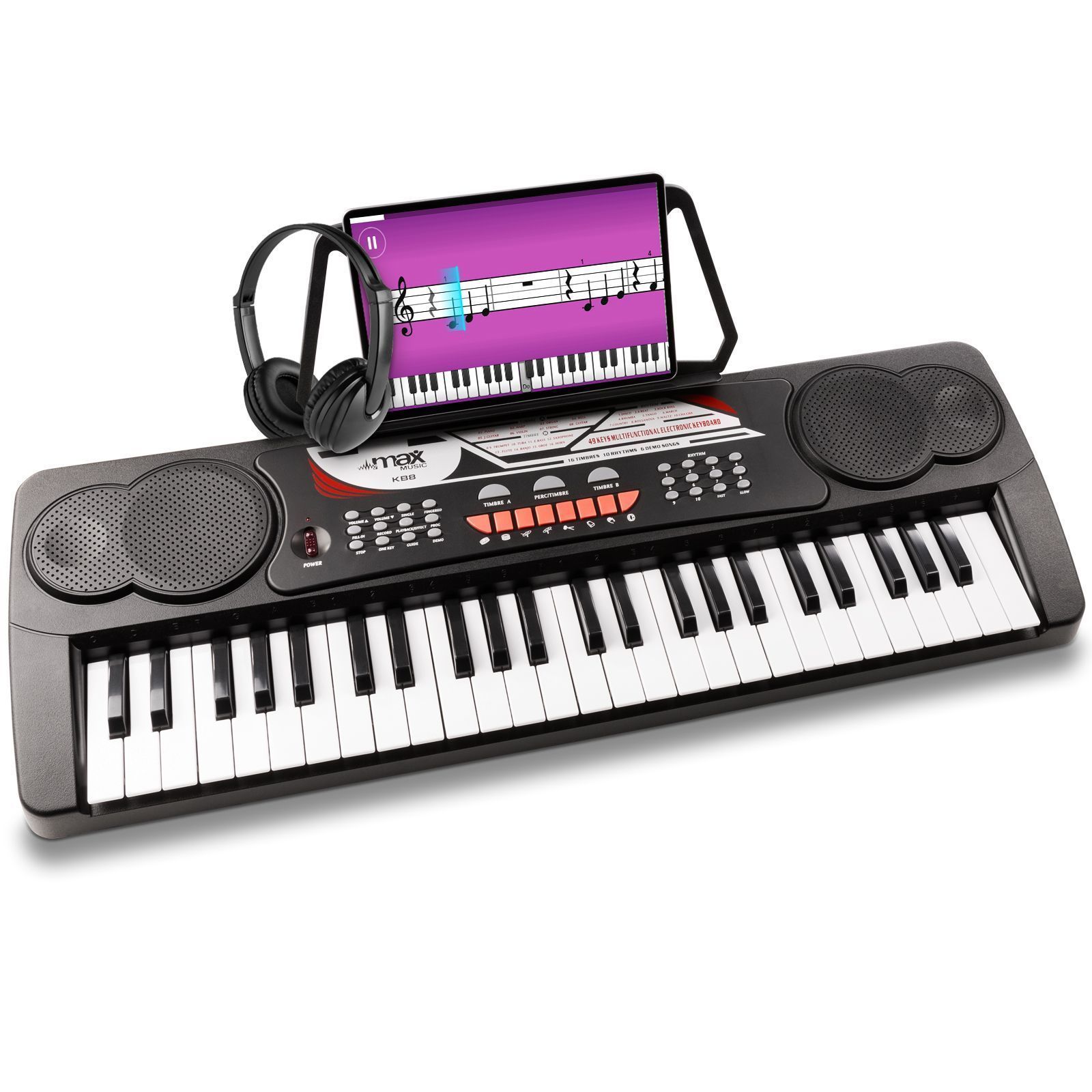 Doe mee BES Pakket MAX KB8 keyboard piano met 49 toetsen en koptelefoon kopen?