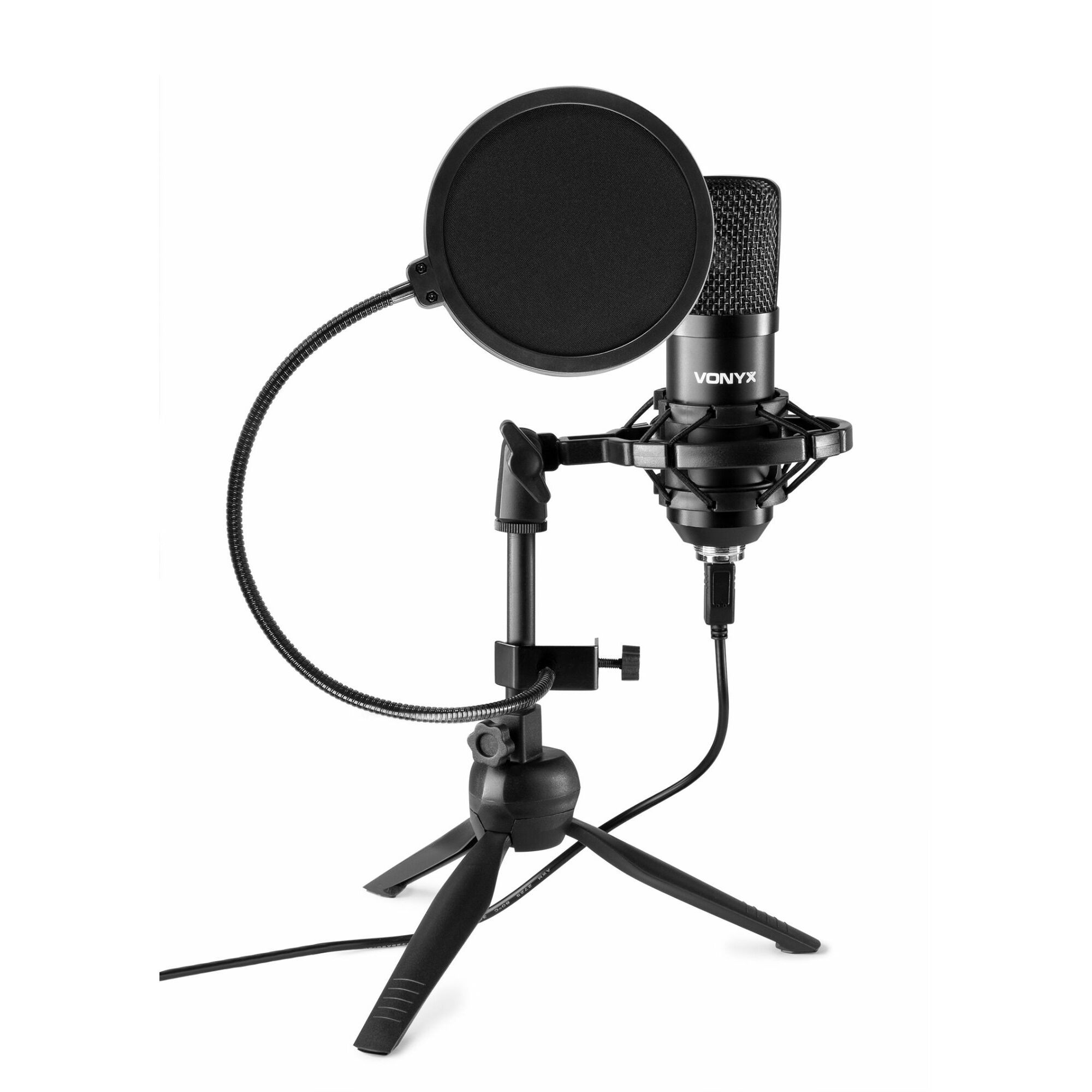 Lezen diepte Bedienen Vonyx CM300B USB studio microfoon met popfilter - Zwart kopen?