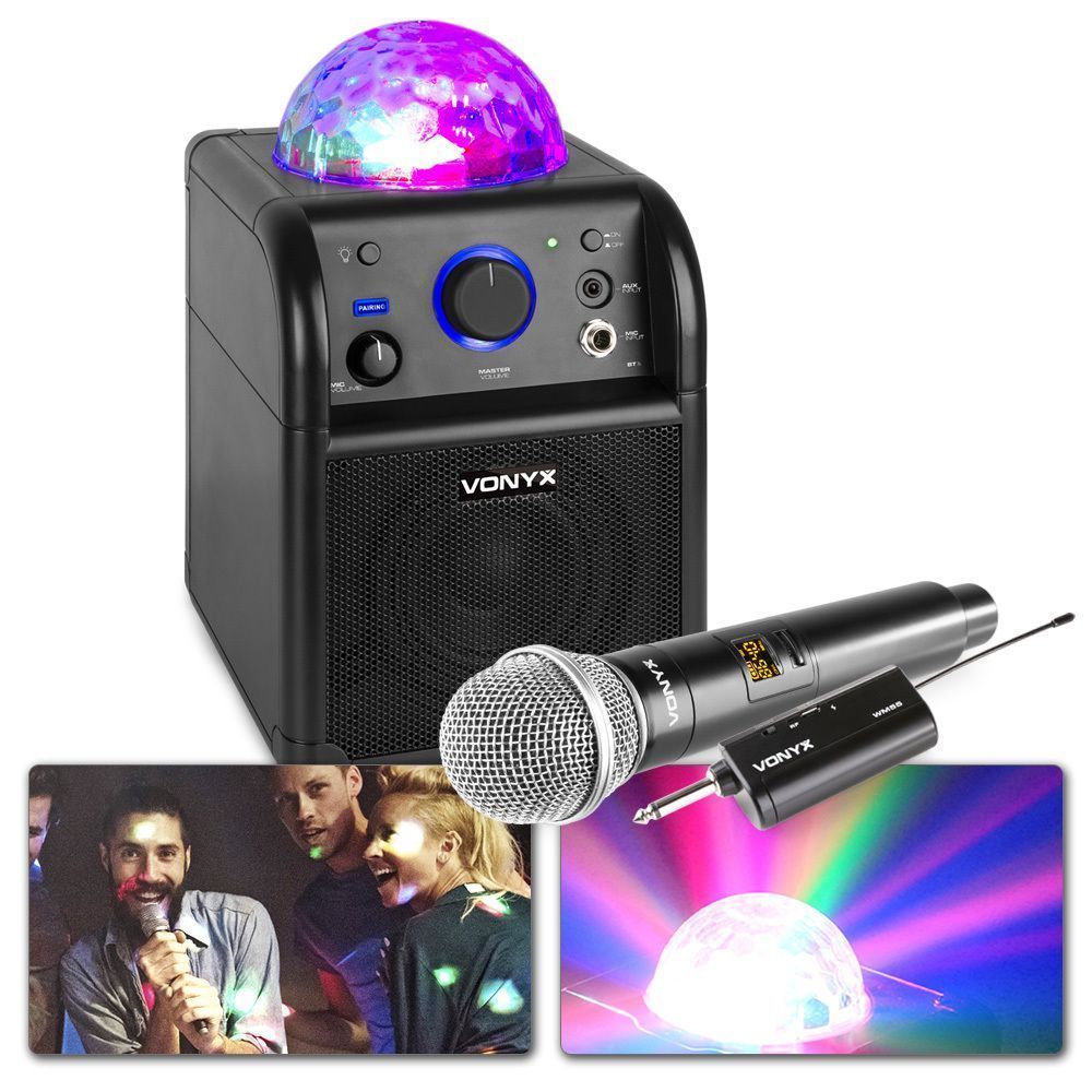 Afrikaanse roestvrij salami Vonyx SBS50B accu Bluetooth karaoke set met draadloze microfoon en  lichteffect kopen?