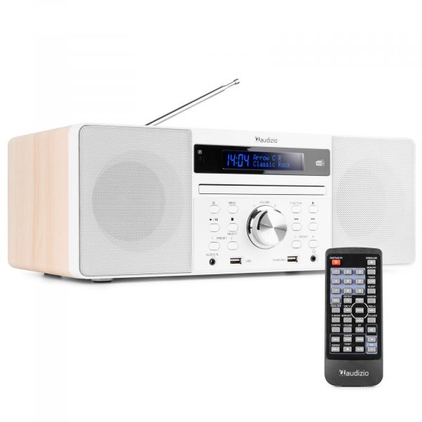Audizio Prato microset met DAB radio, Bluetooth, mp3 & cd speler Wit