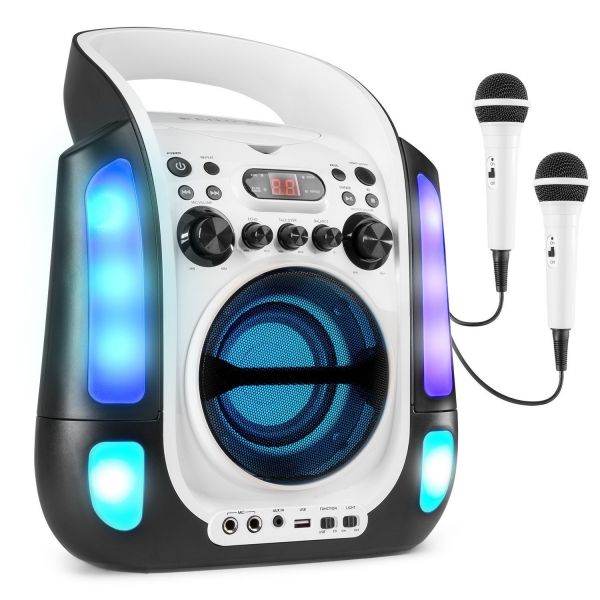 Nacht Locomotief geleider Fenton SBS30W draagbare karaoke set met Bluetooth, CD+G en microfoons - Wit  kopen?