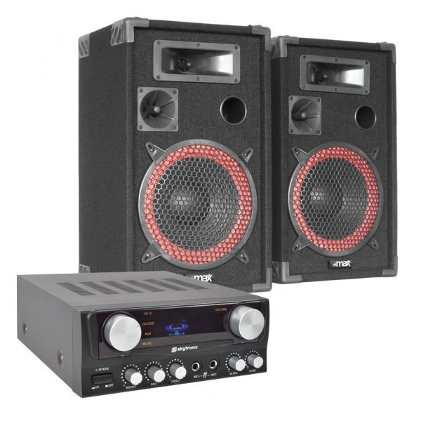 Schrikken opleggen Blauwdruk MAX DJ PA Set "Bassalt Black" 500W Complete Set Karaoke kopen?