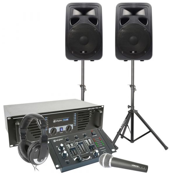 Relatieve grootte Mentaliteit Accor SkyTec 1000W PA Set Compleet met Speakers, Versterker, Mixer, Microfoon,  Koptelefoon en statieven kopen?