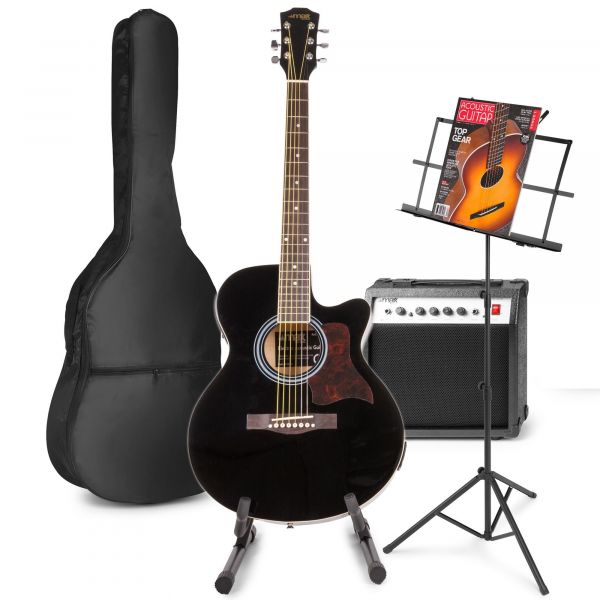 wassen Pak om te zetten Origineel MAX ShowKit elektrisch akoestische gitaar met gitaar- en muziekstandaard -  Zwart kopen?