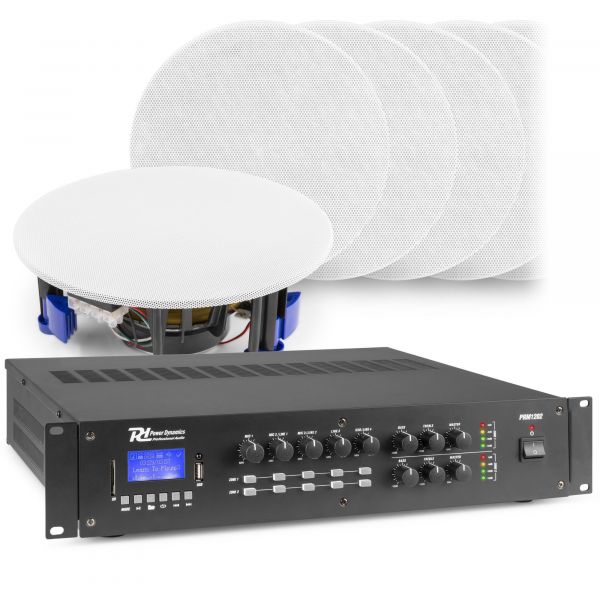 kopen Ga door Strak Power Dynamics 2-zone geluidsinstallatie met PRM1202 versterker met  Bluetooth en 12x inbouw speaker (wit) kopen?