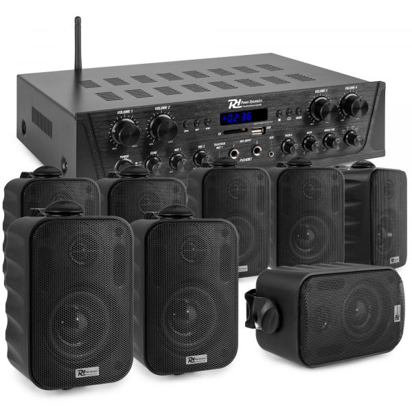 armoede Een nacht postkantoor Power Dynamics PV240BT geluidsinstallatie - 8 BGO30 zwarte opbouw speakers  - 4-zone stereo versterker - Bluetooth kopen?