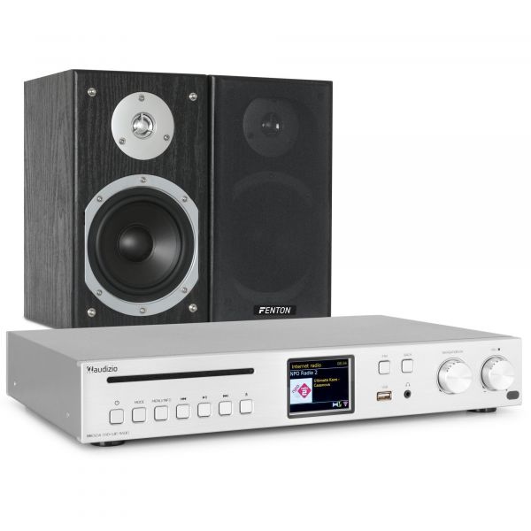 onderwerp Weggelaten Productie Audizio stereo set met zilver Brescia DAB radio met internetradio,  Bluetooth, Spotify, cd, mp3 en speakers kopen?