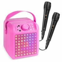 Fenton KAR50P karaoke set - Karaoke box met Bluetooth, oplaadbare accu, LED’s en 2 microfoons - Roze