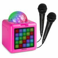 Fenton KAR15P karaokeset met Bluetooth en 2 microfoons - Inclusief RGB-lichteffecten - Roze