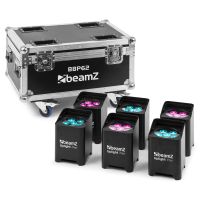 BeamZ set met 6x BBP62 uplights voor binnen en buiten in flightcase met oplaadfunctie