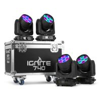 BeamZ Professional IGNITE740 set van 4 met bijbehorende flightcase