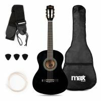 Retourdeal - MAX SoloArt Junior 3/4 - Akoestische kindergitaar - Complete starterset met accessoires - Zwart