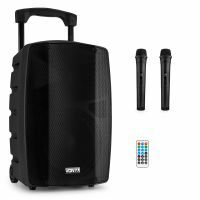 Vonyx VSP200 - 200 Watt Mobiele Speaker met Bluetooth 5.0 - 10 inch - 2 Draadloze UHF microfoons