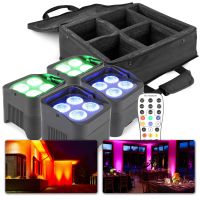 Set van 4 BeamZ BBP94 accu LED Uplights 40W p/st met tas