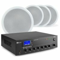 Geluidsinstallatie met 4 CSPB6 plafondspeakers en PPA30 versterker met Bluetooth van Power Dynamics