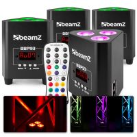 BeamZ BBP93 - Set van 4 accu Uplights 3x 10W met afstandsbediening