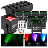 BeamZ BBP44 accu Uplight - 8 stuks met tas - IP65, geschikt voor buiten