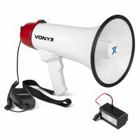 Vonyx MEG045 Megafoon set met lithium-ion accu - 45W Megafoon met sirene en Bluetooth - Rood-wit